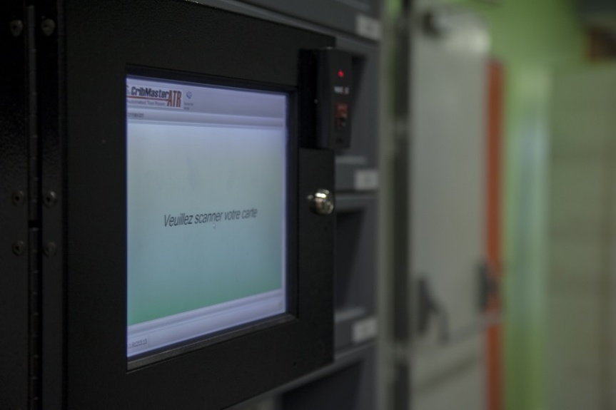 Photograph of a vending machine screen.