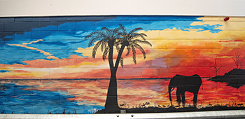 Fresque représentant une plage 