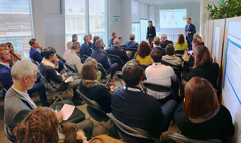 View of an attentive audience during a speech