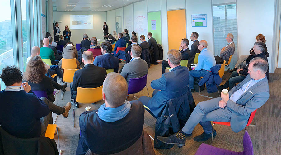 View of an attentive audience during a speech