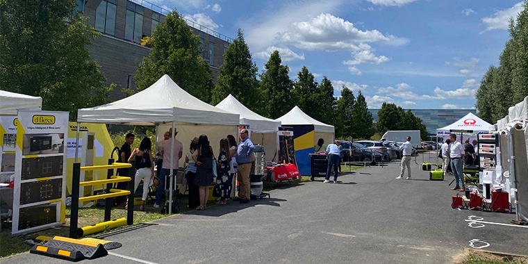 Photo of the outdoor stands taken during the Manutan Supplier Event in July 2022