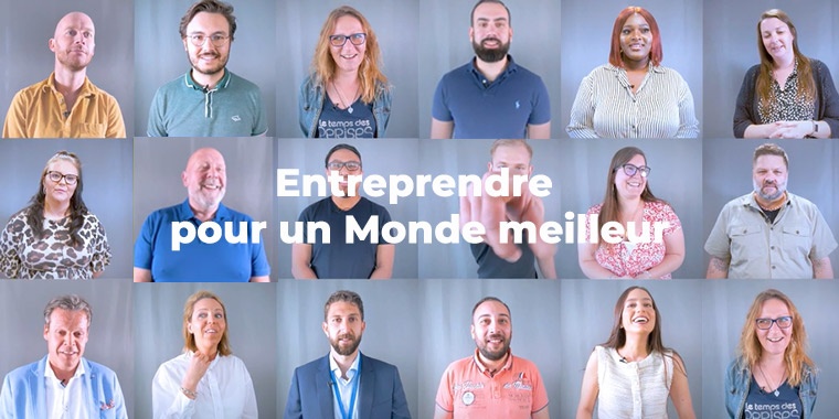 Mosaïque de plusieurs collaborateurs du groupe Manutan avec pour inscription