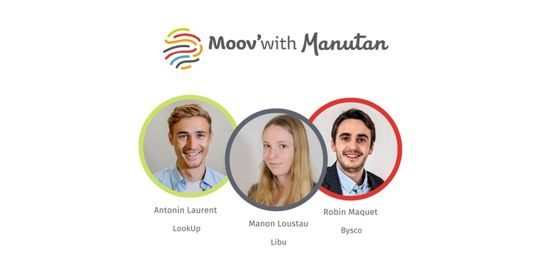 Image of the 3 winning start-ups of the Moov'with Manutan programme