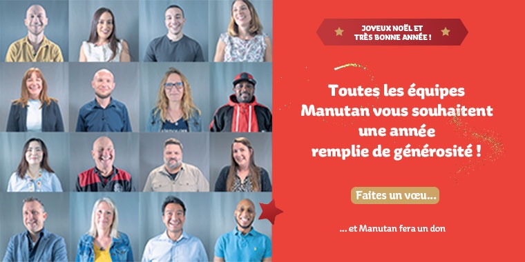 illustrations de collaborateurs Manutan avec pour écriture 