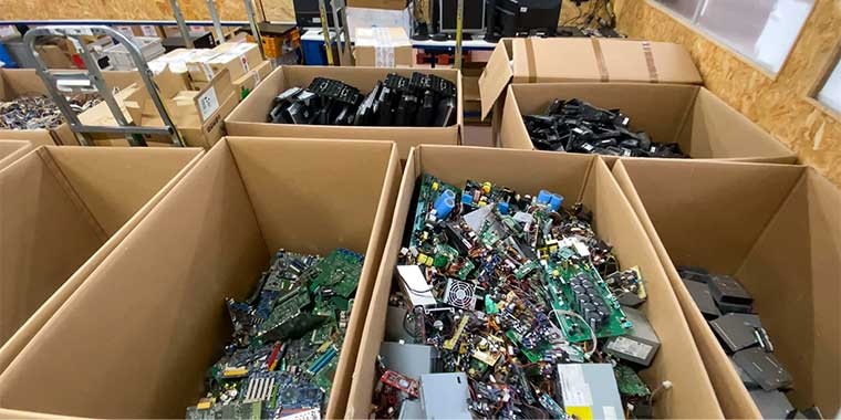 Photo of recycled electronic materials