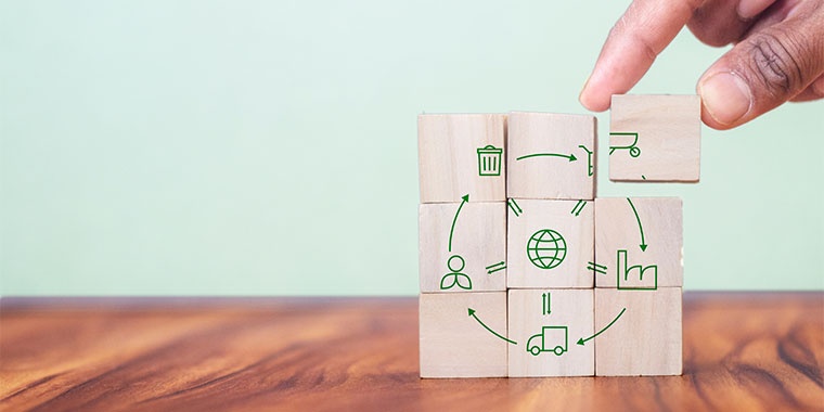 Illustration of a cube showing the purchasing cycle