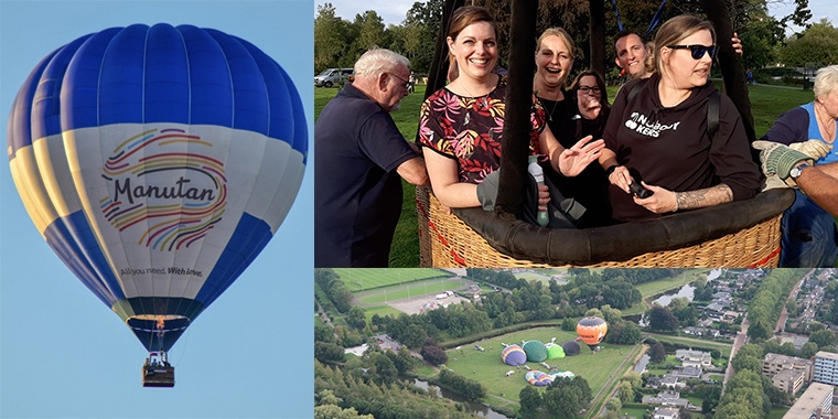 Photos taken during a hot-air balloon flight organised for the Abrona and Manutan teams