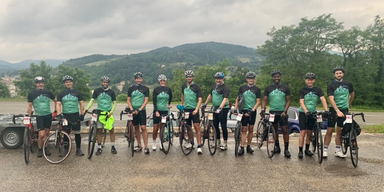 Photos of team members taken during the Ardéchoise