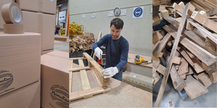 Montage de trois photos avec des emballages optimisés