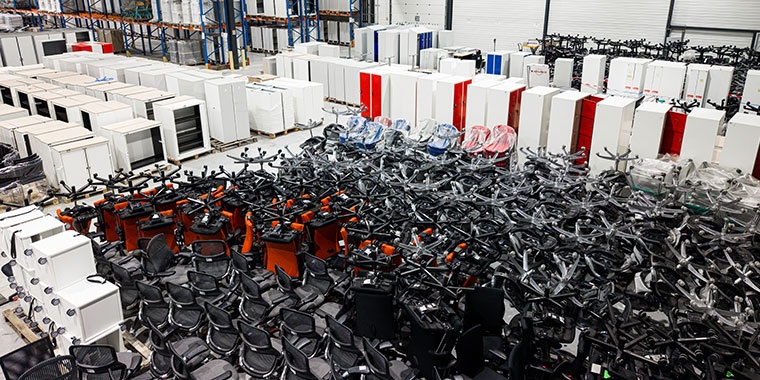 Photo of chairs collected in the Manutan Circular Hub