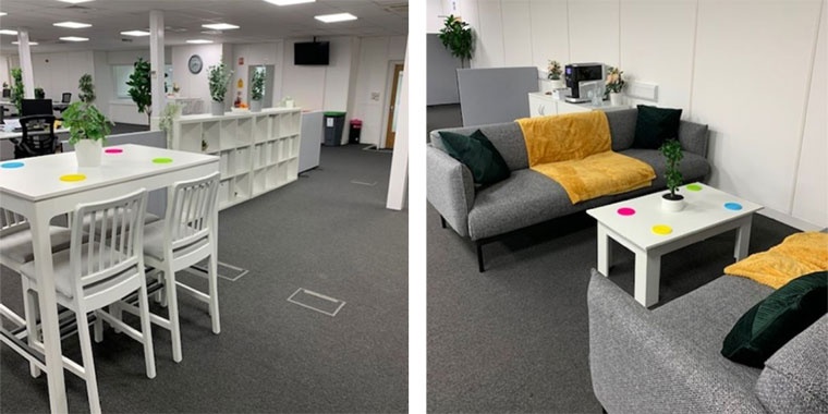 Deux photos représentant les locaux de Rapid Racking rénovés. 