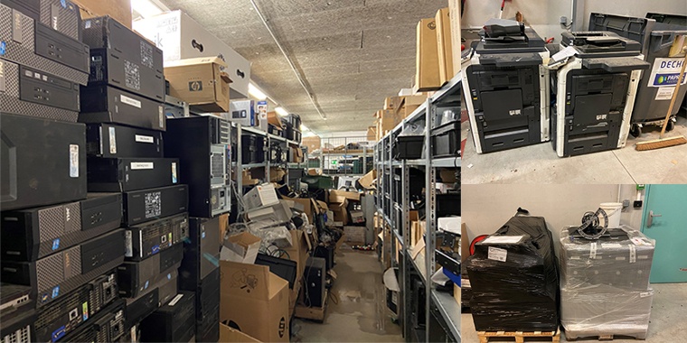 Photo of IT equipment collected at Manutan to be upcycled